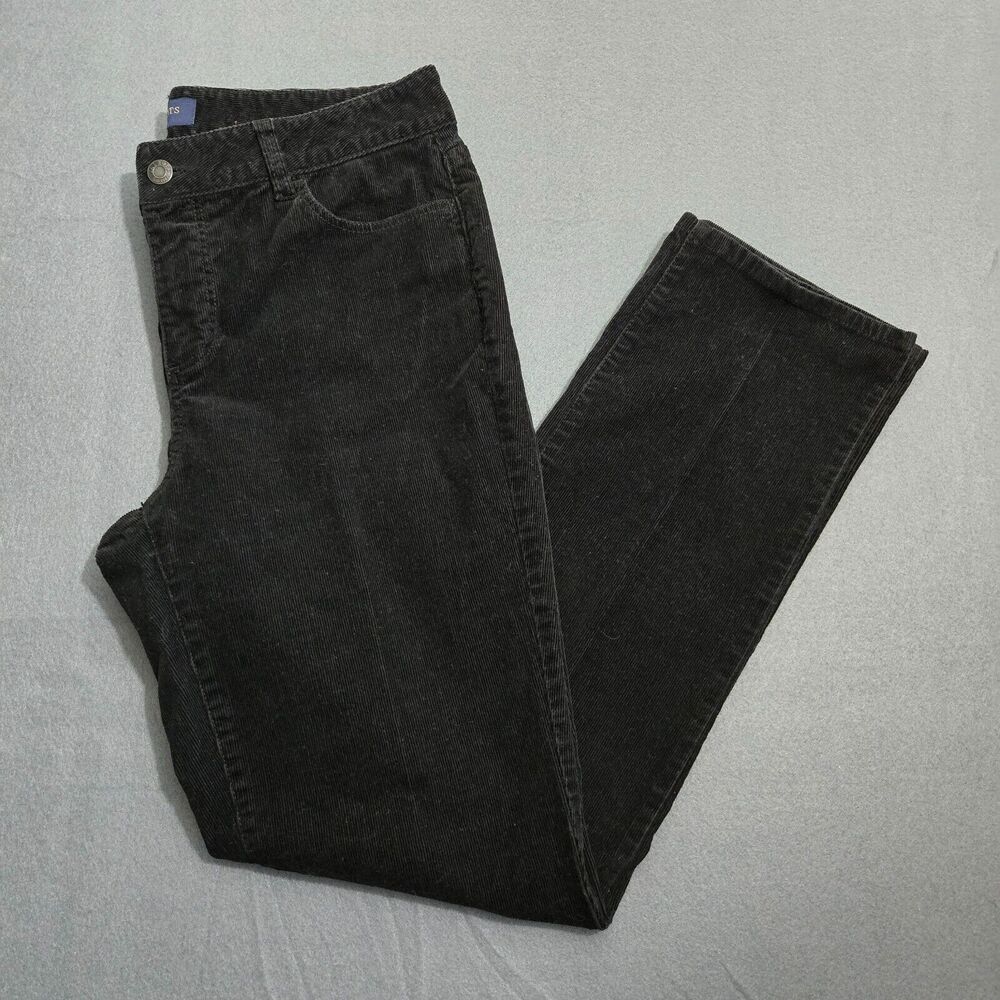 Talbots Corduroy Pants Women 10P Black Heritage Mid Rise Straight Leg